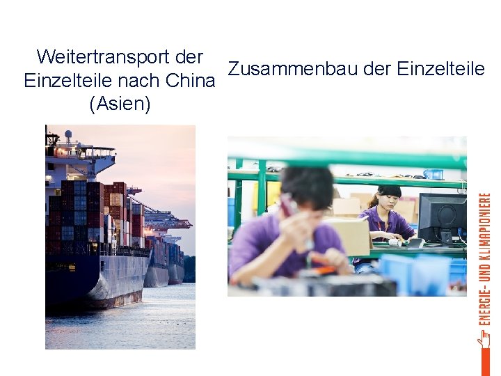 Weitertransport der Zusammenbau der Einzelteile nach China (Asien) 