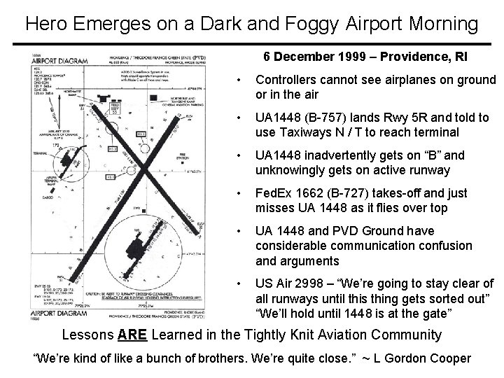 Hero Emerges on a Dark and Foggy Airport Morning 6 December 1999 – Providence,