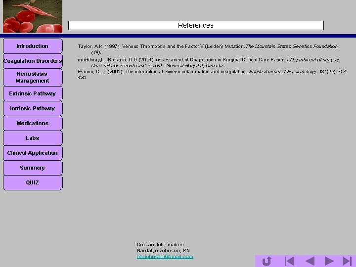 References Introduction Coagulation Disorders Hemostasis Management Taylor, A. K. (1997). Venous Thrombosis and the