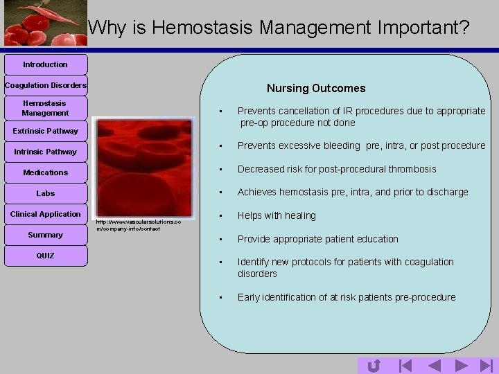 Why is Hemostasis Management Important? Introduction Coagulation Disorders Nursing Outcomes Hemostasis Management • Prevents