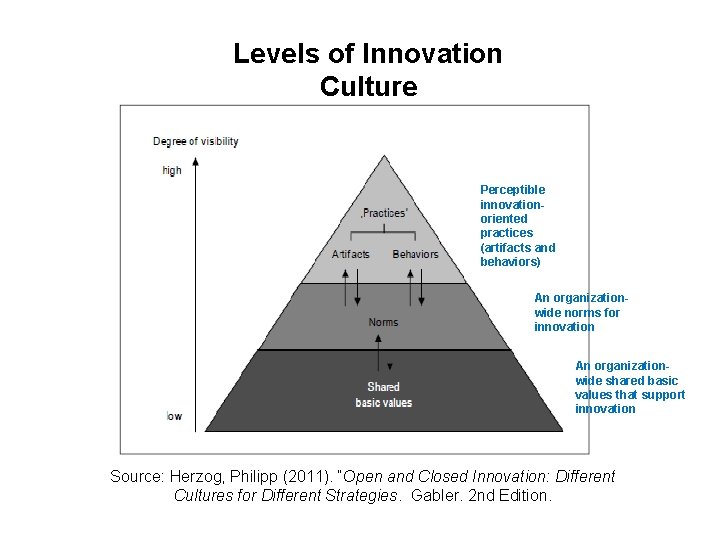 Levels of Innovation Culture Perceptible innovationoriented practices (artifacts and behaviors) An organizationwide norms for Levels of Innovation Culture Perceptible innovationoriented practices (artifacts and behaviors) An organizationwide norms for