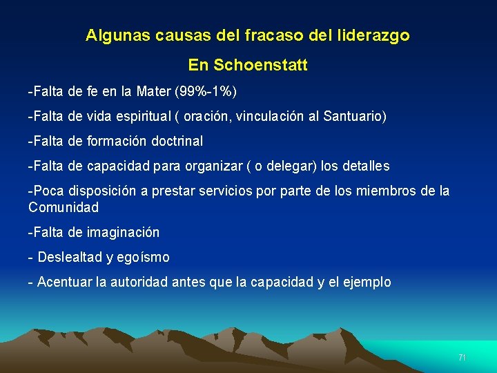 Algunas causas del fracaso del liderazgo En Schoenstatt -Falta de fe en la Mater