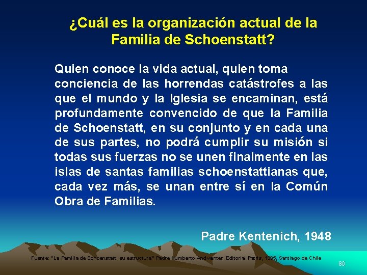 ¿Cuál es la organización actual de la Familia de Schoenstatt? Quien conoce la vida