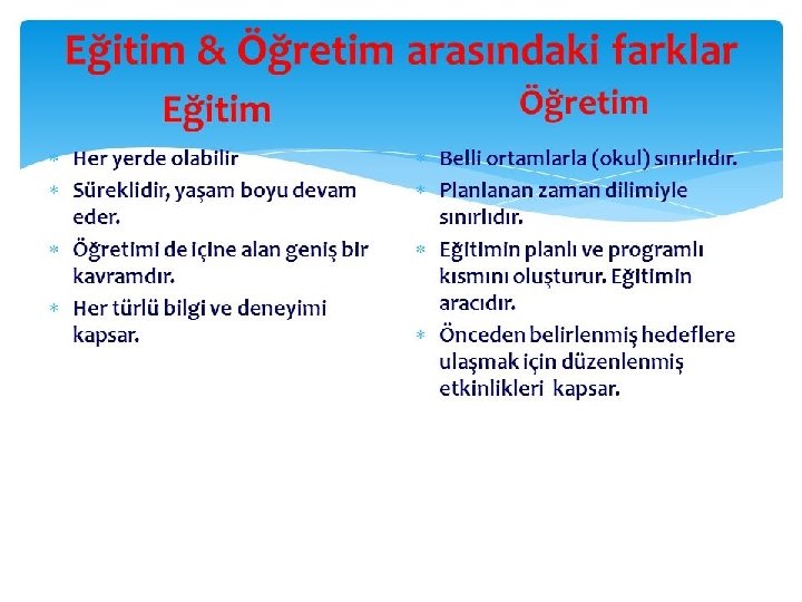 EĞİTİM VE ÖĞRETİM ARASINDAKİ FARKLAR albayrakegitim. com 38 