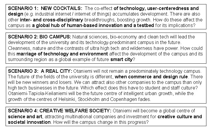 SCENARIO 1: NEW COCKTAILS: The co-effect of technology, user-centeredness and design (e. g. industrial