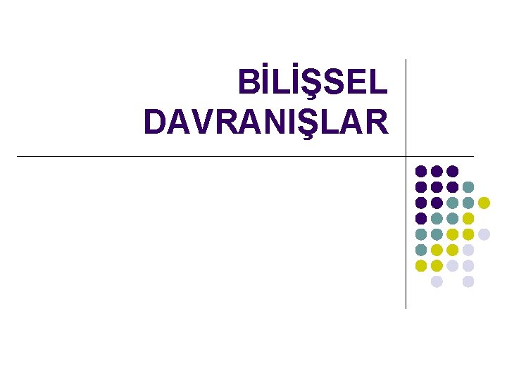 BİLİŞSEL DAVRANIŞLAR 