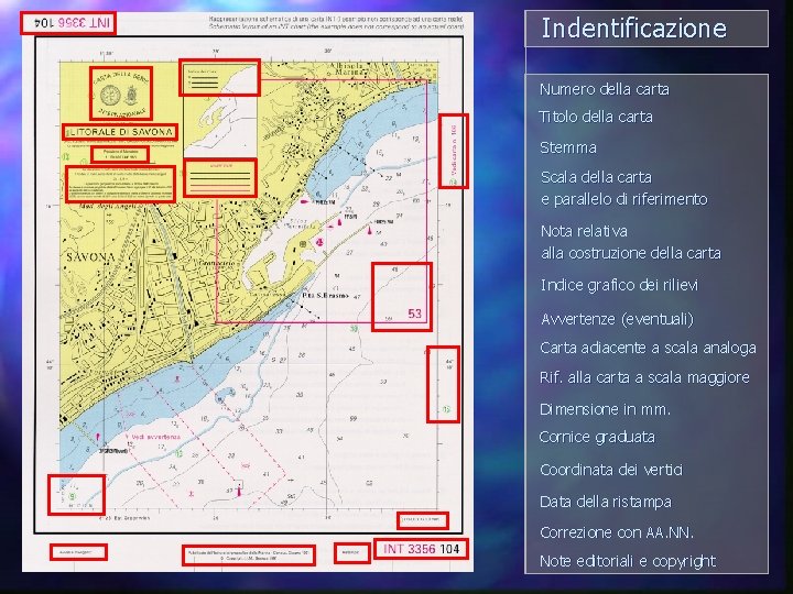 Indentificazione Numero della carta Titolo della carta Stemma Scala della carta e parallelo di Indentificazione Numero della carta Titolo della carta Stemma Scala della carta e parallelo di