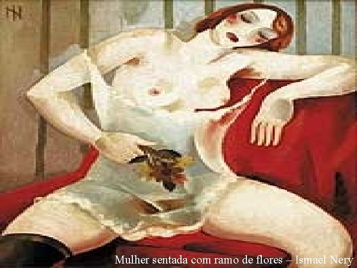 Mulher sentada com ramo de flores – Ismael Nery Mulher sentada com ramo de flores – Ismael Nery