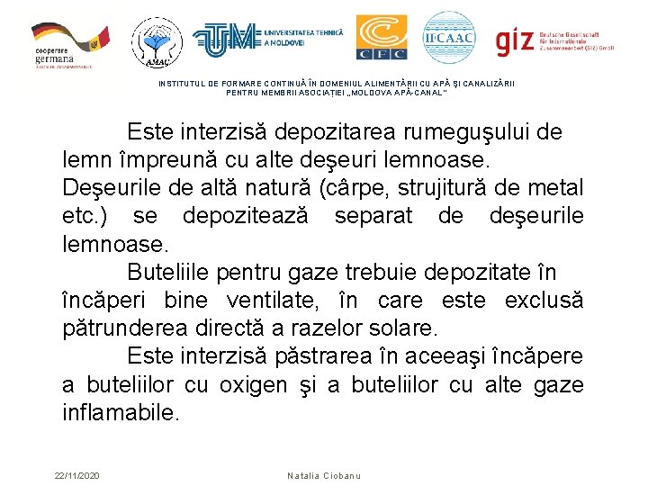 INSTITUTUL DE FORMARE CONTINUĂ ÎN DOMENIUL ALIMENTĂRII CU APĂ ŞI CANALIZĂRII PENTRU MEMBRII ASOCIAȚIEI