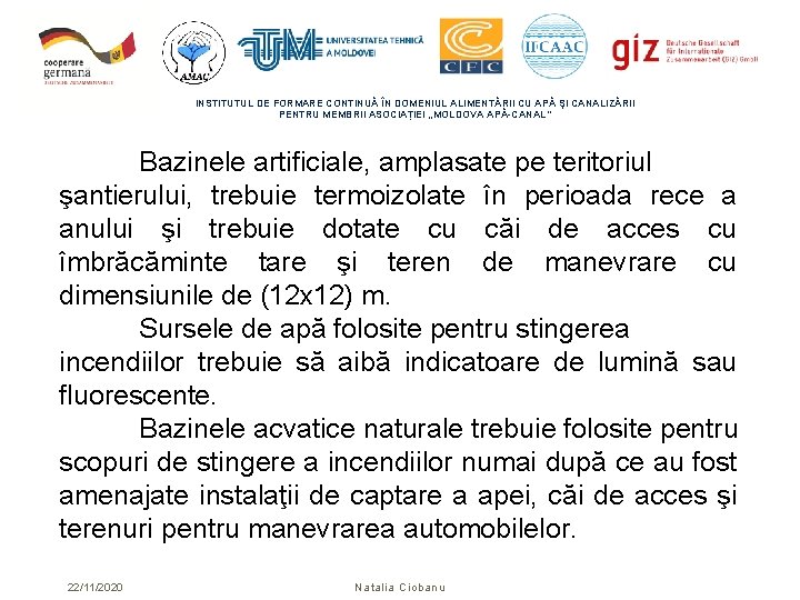 INSTITUTUL DE FORMARE CONTINUĂ ÎN DOMENIUL ALIMENTĂRII CU APĂ ŞI CANALIZĂRII PENTRU MEMBRII ASOCIAȚIEI