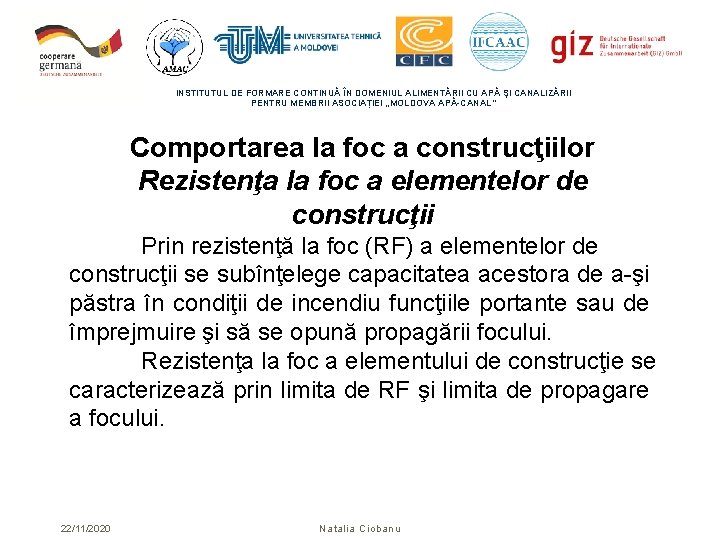 INSTITUTUL DE FORMARE CONTINUĂ ÎN DOMENIUL ALIMENTĂRII CU APĂ ŞI CANALIZĂRII PENTRU MEMBRII ASOCIAȚIEI