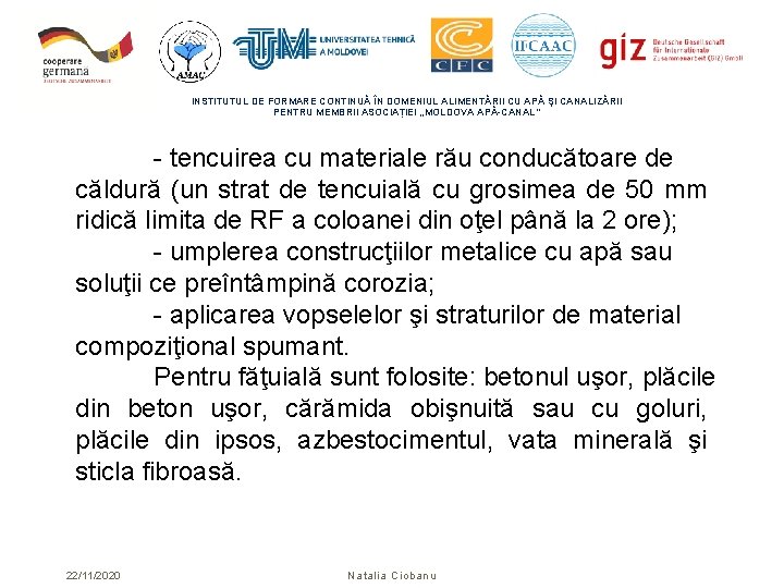 INSTITUTUL DE FORMARE CONTINUĂ ÎN DOMENIUL ALIMENTĂRII CU APĂ ŞI CANALIZĂRII PENTRU MEMBRII ASOCIAȚIEI