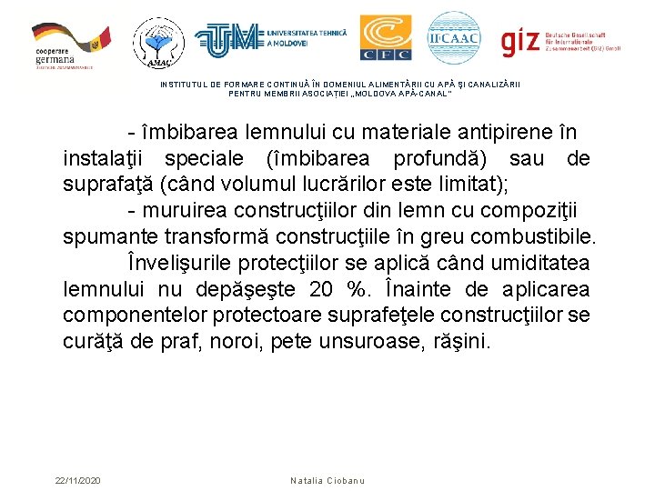 INSTITUTUL DE FORMARE CONTINUĂ ÎN DOMENIUL ALIMENTĂRII CU APĂ ŞI CANALIZĂRII PENTRU MEMBRII ASOCIAȚIEI