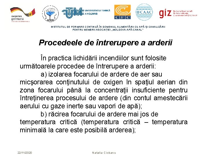 INSTITUTUL DE FORMARE CONTINUĂ ÎN DOMENIUL ALIMENTĂRII CU APĂ ŞI CANALIZĂRII PENTRU MEMBRII ASOCIAȚIEI