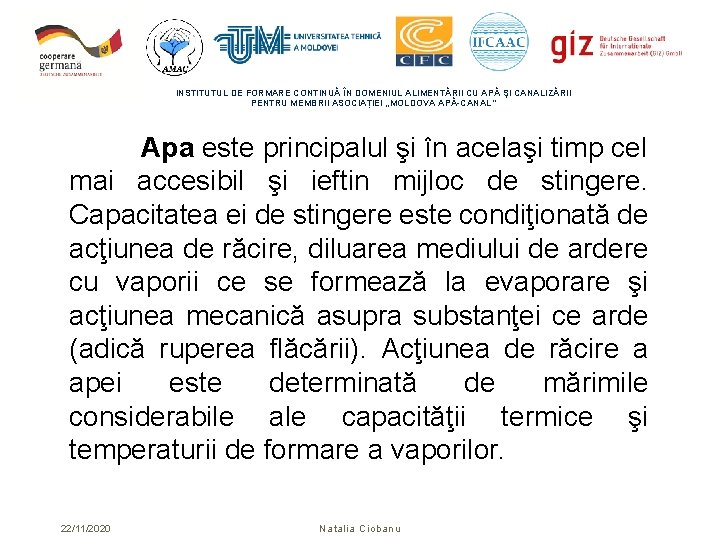 INSTITUTUL DE FORMARE CONTINUĂ ÎN DOMENIUL ALIMENTĂRII CU APĂ ŞI CANALIZĂRII PENTRU MEMBRII ASOCIAȚIEI