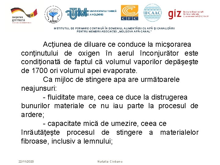 INSTITUTUL DE FORMARE CONTINUĂ ÎN DOMENIUL ALIMENTĂRII CU APĂ ŞI CANALIZĂRII PENTRU MEMBRII ASOCIAȚIEI