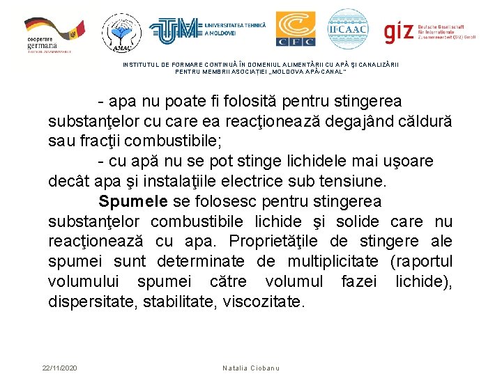 INSTITUTUL DE FORMARE CONTINUĂ ÎN DOMENIUL ALIMENTĂRII CU APĂ ŞI CANALIZĂRII PENTRU MEMBRII ASOCIAȚIEI