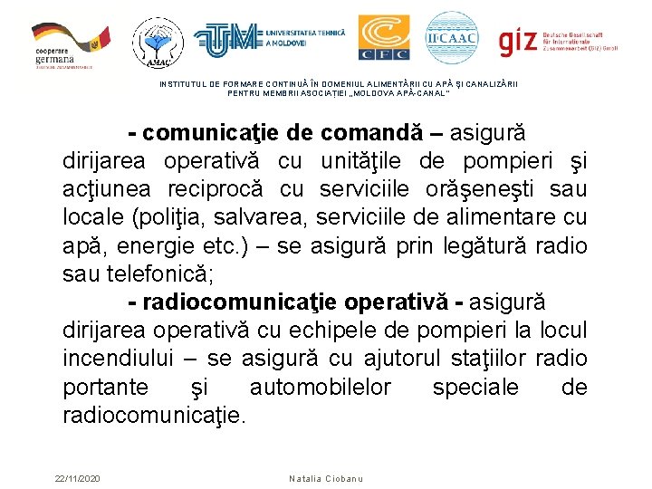 INSTITUTUL DE FORMARE CONTINUĂ ÎN DOMENIUL ALIMENTĂRII CU APĂ ŞI CANALIZĂRII PENTRU MEMBRII ASOCIAȚIEI