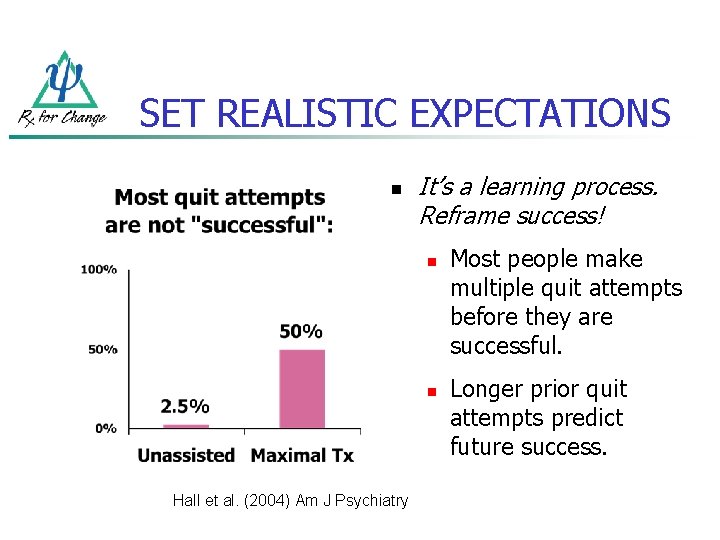 SET REALISTIC EXPECTATIONS n It’s a learning process. Reframe success! n n Hall et