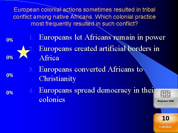 European colonial actions sometimes resulted in tribal conflict among native Africans. Which colonial practice