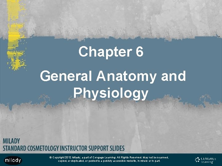 Chapter 6 General Anatomy and Physiology © Copyright 2012 Milady, a part of Cengage