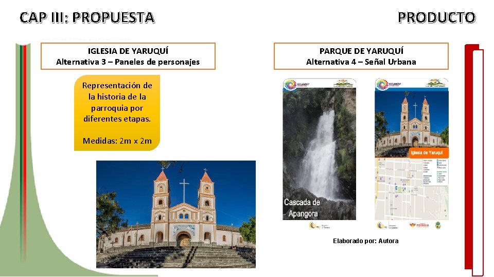 CAP III: PROPUESTA IGLESIA DE YARUQUÍ Alternativa 3 – Paneles de personajes PRODUCTO PARQUE