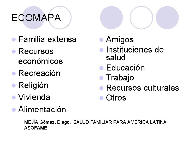ECOMAPA l Familia extensa l Recursos económicos l Recreación l Religión l Vivienda l ECOMAPA l Familia extensa l Recursos económicos l Recreación l Religión l Vivienda l
