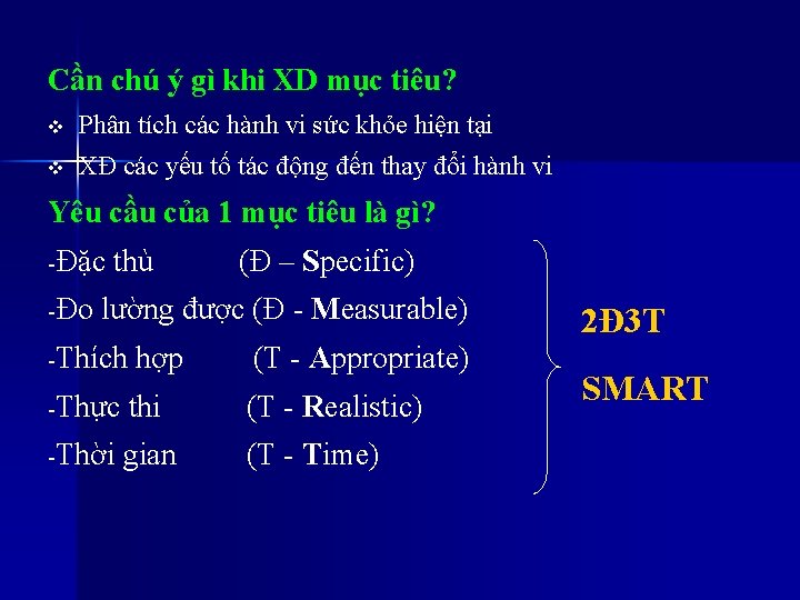 Cần chú ý gì khi XD mục tiêu? v Phân tích các hành vi Cần chú ý gì khi XD mục tiêu? v Phân tích các hành vi