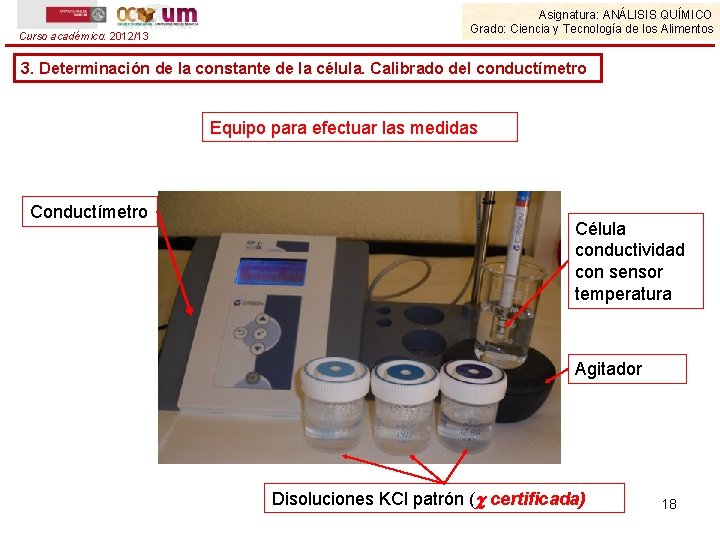 Curso académico: 2012/13 Asignatura: ANÁLISIS QUÍMICO Grado: Ciencia y Tecnología de los Alimentos 3.