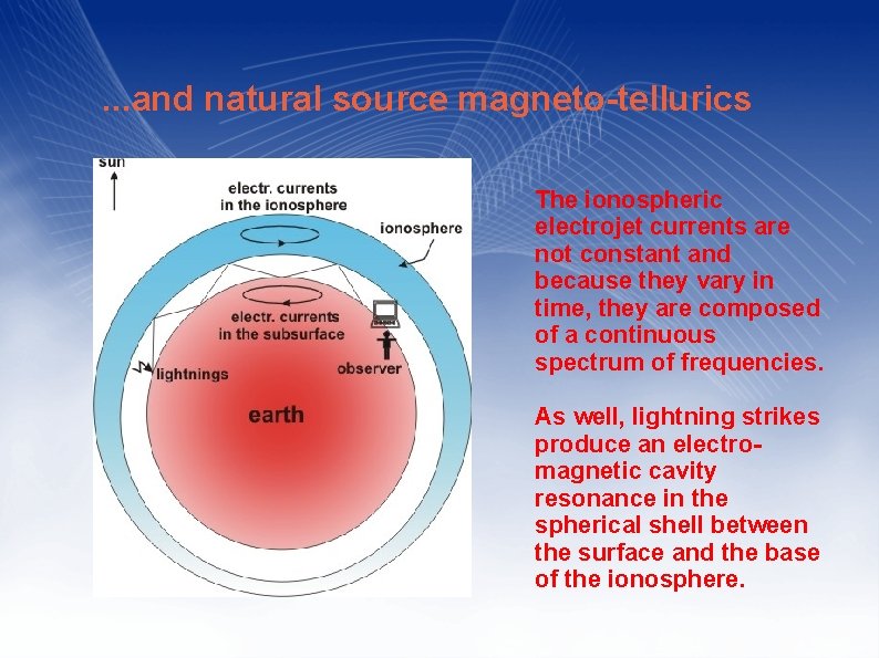 . . . and natural source magneto-tellurics The ionospheric electrojet currents are not constant