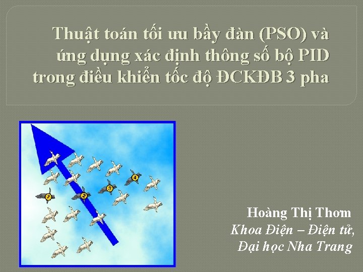 Thuật toán tối ưu bầy đàn (PSO) và ứng dụng xác định thông số