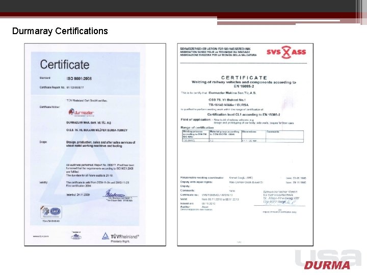 Durmaray Certifications 
