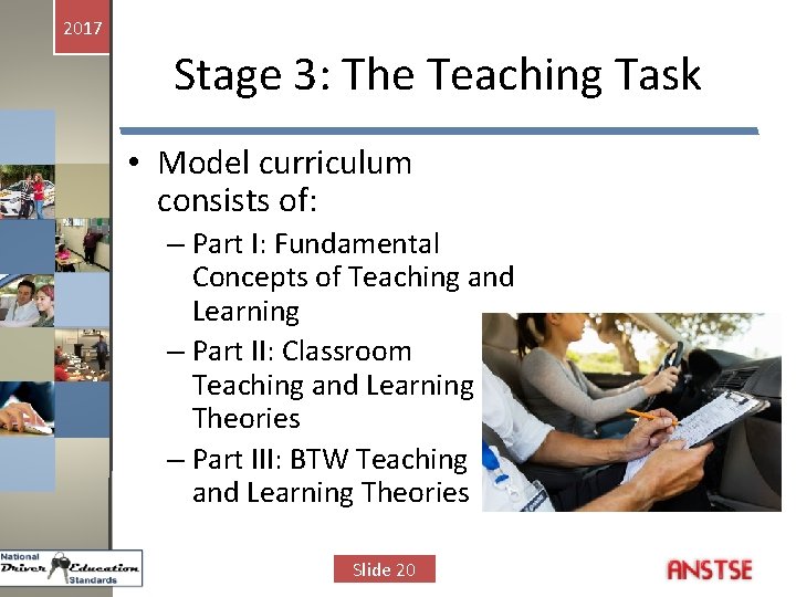 2017 Stage 3: The Teaching Task • Model curriculum consists of: – Part I: