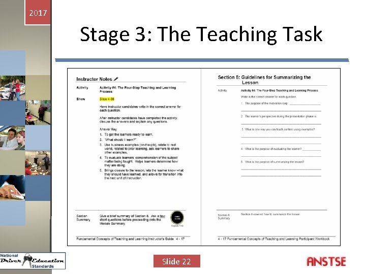 2017 Stage 3: The Teaching Task Slide 22 