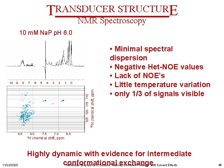 TRANSDUCER STRUCTURE NMR Spectroscopy 10 m. M Na. P p. H 6. 0 7