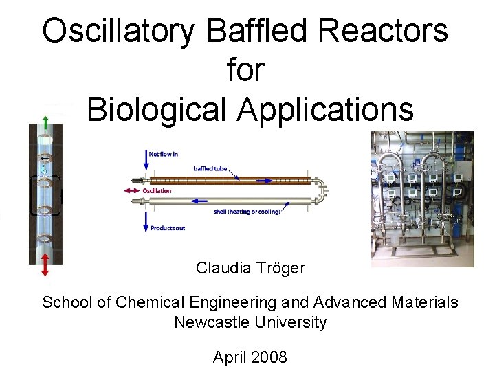 Oscillatory Baffled Reactors for Biological Applications Claudia Tröger School of Chemical Engineering and Advanced