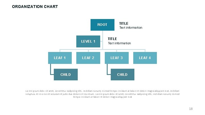 ORGANIZATION CHART ROOT LEVEL 1 LEAF 1 CHILD LEAF 2 TITLE Text information LEAF ORGANIZATION CHART ROOT LEVEL 1 LEAF 1 CHILD LEAF 2 TITLE Text information LEAF
