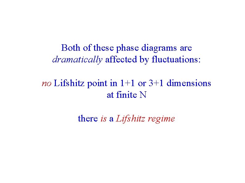 Both of these phase diagrams are dramatically affected by fluctuations: no Lifshitz point in