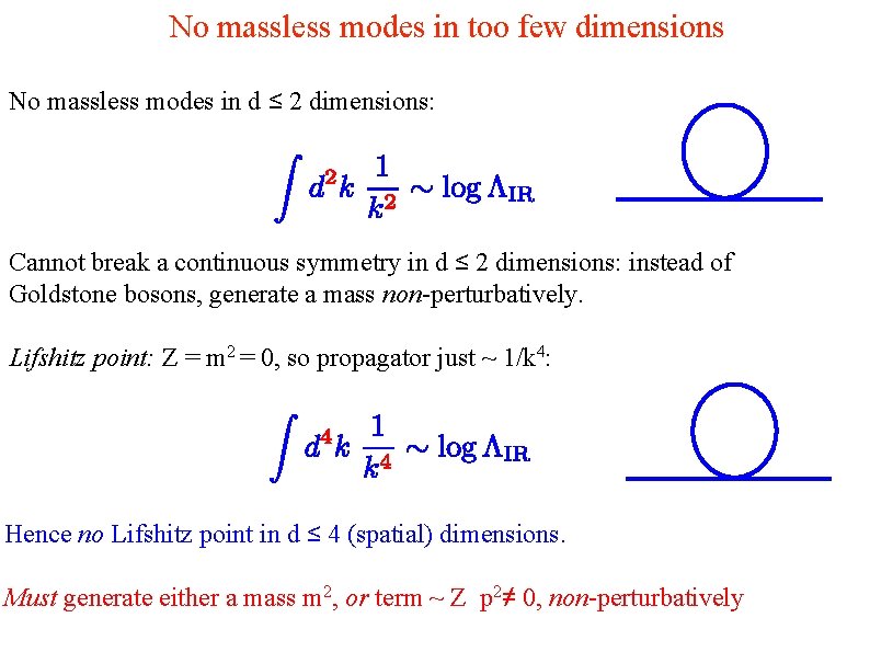 No massless modes in too few dimensions No massless modes in d ≤ 2