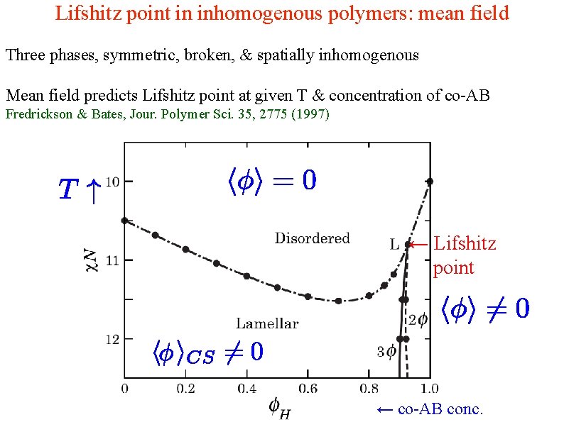 Lifshitz point in inhomogenous polymers: mean field Three phases, symmetric, broken, & spatially inhomogenous