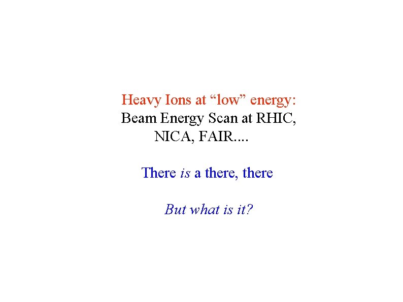 Heavy Ions at “low” energy: Beam Energy Scan at RHIC, NICA, FAIR. . There