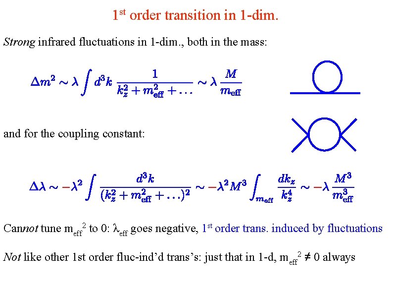1 st order transition in 1 -dim. Strong infrared fluctuations in 1 -dim. ,