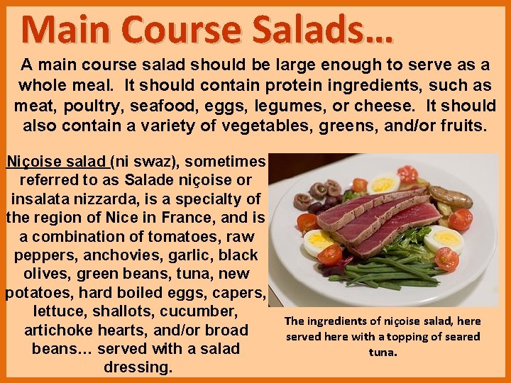Main Course Salads… A main course salad should be large enough to serve as Main Course Salads… A main course salad should be large enough to serve as