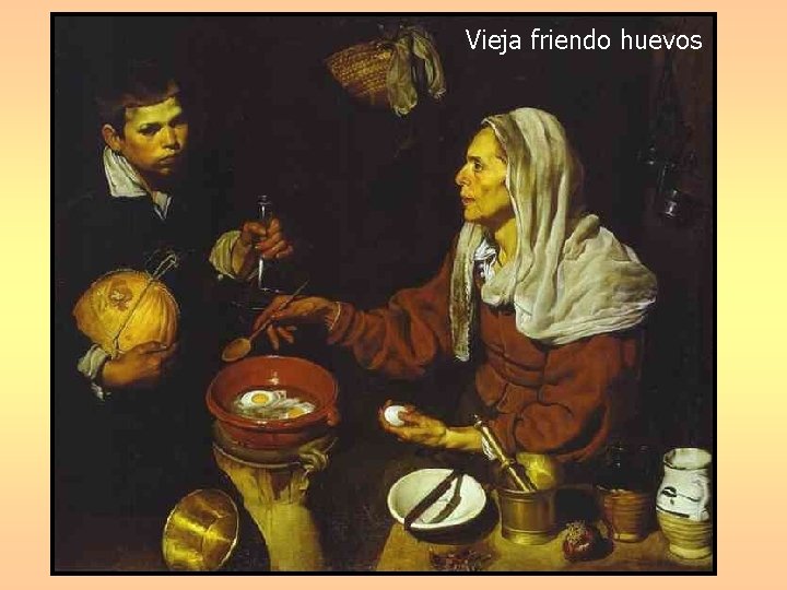 Vieja friendo huevos 