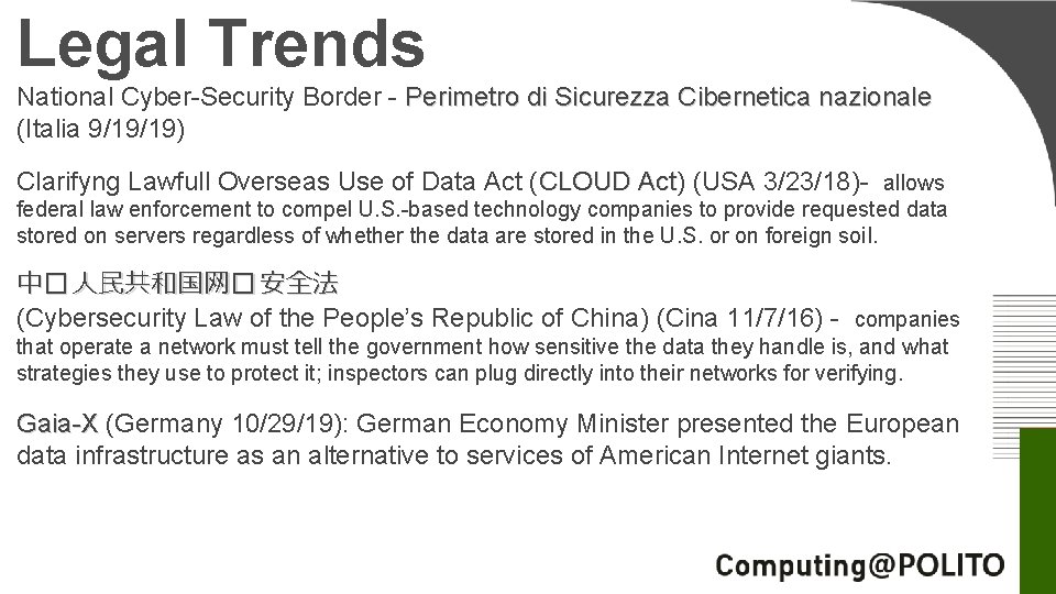 Legal Trends National Cyber-Security Border - Perimetro di Sicurezza Cibernetica nazionale (Italia 9/19/19) Clarifyng Legal Trends National Cyber-Security Border - Perimetro di Sicurezza Cibernetica nazionale (Italia 9/19/19) Clarifyng