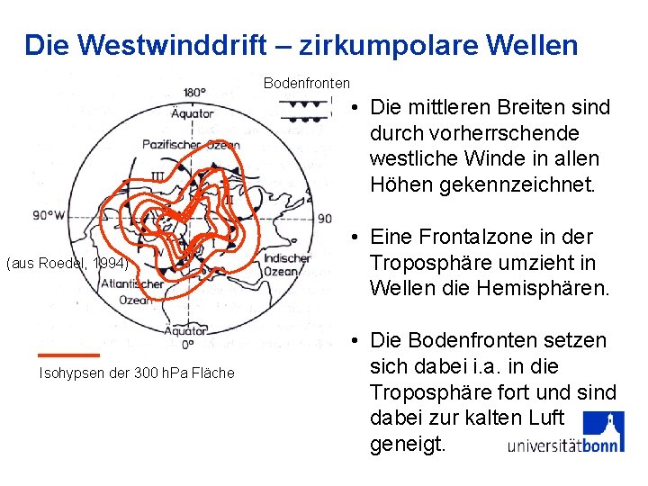 Die Westwinddrift – zirkumpolare Wellen Bodenfronten • Die mittleren Breiten sind durch vorherrschende westliche Die Westwinddrift – zirkumpolare Wellen Bodenfronten • Die mittleren Breiten sind durch vorherrschende westliche
