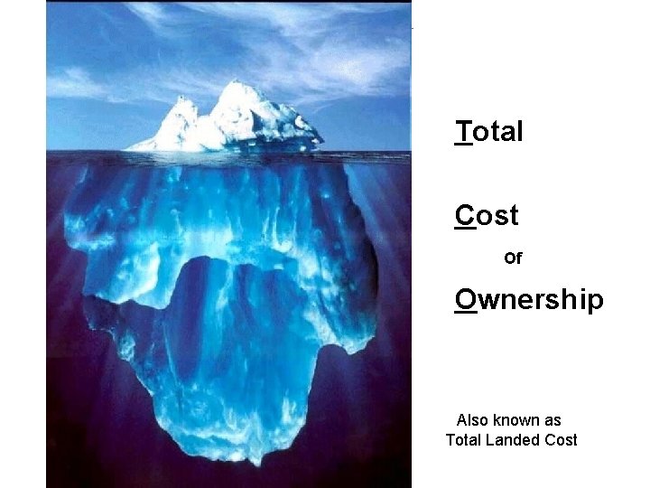 Total Cost Of Ownership Also known as Total Landed Cost Total Cost Of Ownership Also known as Total Landed Cost