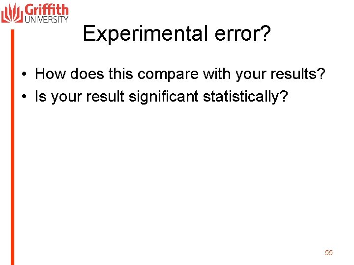 Experimental error? • How does this compare with your results? • Is your result