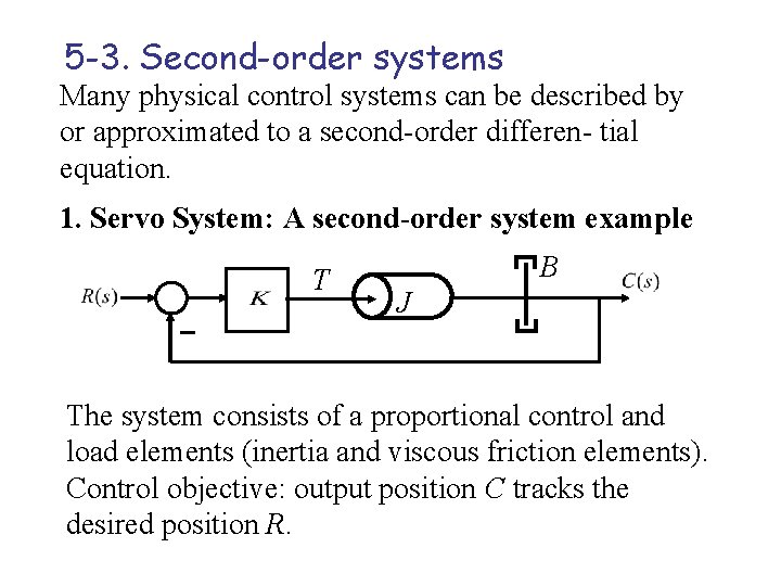 5 -3. Second-order systems Many physical control systems can be described by or approximated