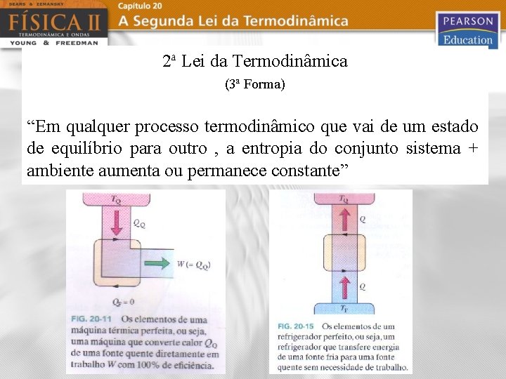 2ª Lei da Termodinâmica (3ª Forma) “Em qualquer processo termodinâmico que vai de um